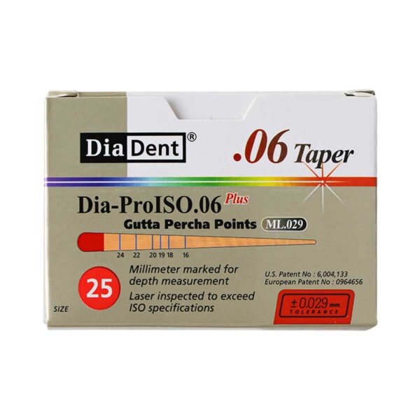 کن گوتا پرکا مدرج تیپر 6% Dia Dent - خرید کن گوتا پرکا مدرج تیپر 6 درصد دیادنت - فروشگاه تجهیزات دندانپزشکی خانه الماس - قیمت کن گوتا پرکا