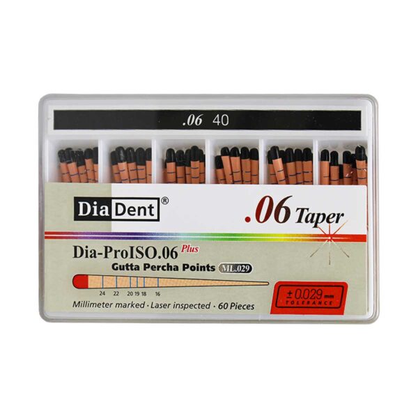 کن گوتا پرکا مدرج تیپر 6% Dia Dent - خرید کن گوتا پرکا مدرج تیپر 6 درصد دیادنت - فروشگاه تجهیزات دندانپزشکی خانه الماس - قیمت کن گوتا پرکا