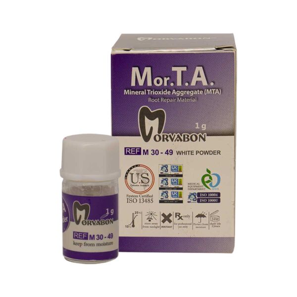 پودر اِم تی اِی 1 گرمی Morvabon MTA Cement - پودر اِم تی اِی مروابن - پودر اِم تی اِی - MTA Cement برند Morvabon - دندانت - خانه الماس - دندال