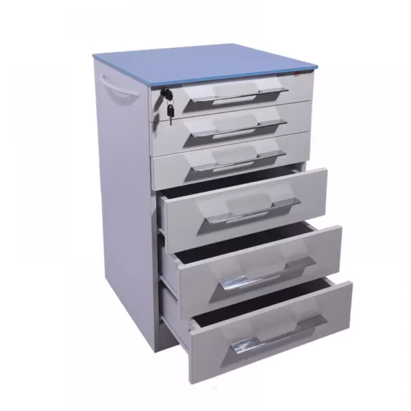 روتور 6 کشو MDF مدل RMHS6-2 - نوید اکباتان - روتور 6 کشو RMHS 6-2 دارای بدنه MDF، درب هایگلاس، دستگیره استیل، قفل مرکزی و چرخ نشکن است - فروشگاه آنلاین تجهیزات دندانپزشکی و پزشکی