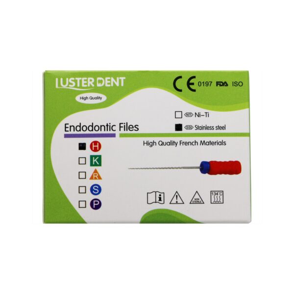 خرید و قیمت H فایل طول 25 Lusterdent - قیمت و خرید H فایل طول 25 برند لاستردنت - فروش فایل دستی دندانپزشکی - تجهیزات دندانپزشکی خانه الماس