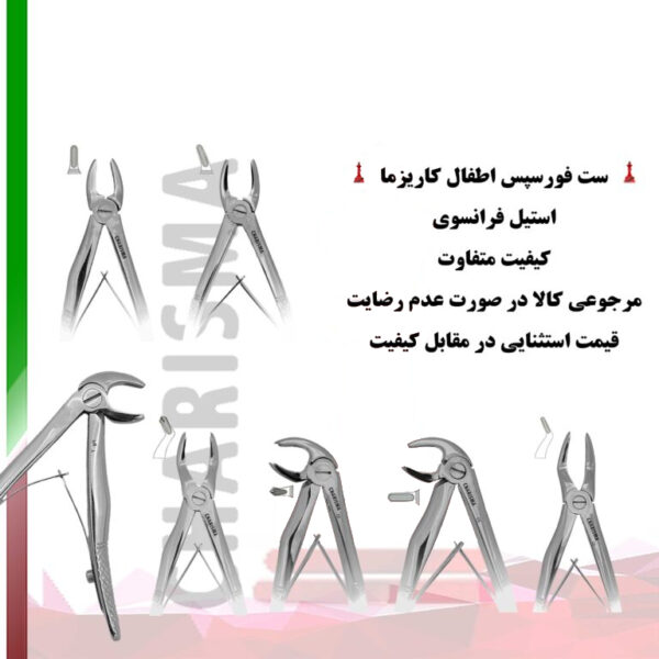 ست فورسپس اطفال برند کاریزما - قیمت و خرید فورسپس اطفال - خرید ست فورسپس اطفال کاریزما - خانه الماس - فروش ست فورسپس اطفال - خرید ابزار دندان پزشکی تهران