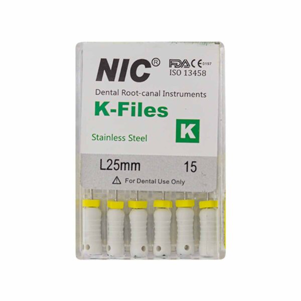 قیمت و خرید K فایل طول 25 Nik - فایل دستی K طول 25 - فروشگاه تجهیزات دندانپزشکی - تجهیزات دندانپزشکی خانه الماس - فروش انواع فایل دستی