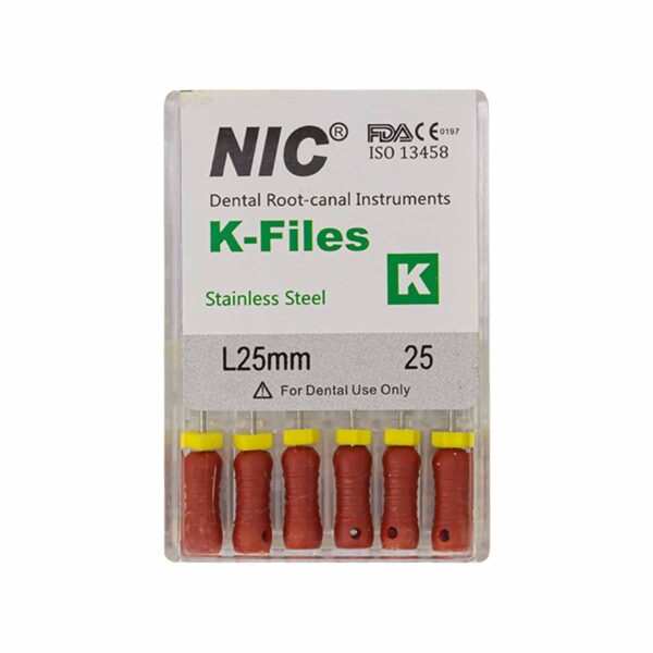 قیمت و خرید K فایل طول 25 Nik - فایل دستی K طول 25 - فروشگاه تجهیزات دندانپزشکی - تجهیزات دندانپزشکی خانه الماس - فروش انواع فایل دستی