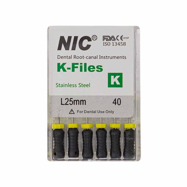 قیمت و خرید K فایل طول 25 برند NIC - فایل دستی K طول 25 - فروشگاه تجهیزات دندانپزشکی - تجهیزات دندانپزشکی خانه الماس - فروش انواع فایل دستی دندانپزشکی