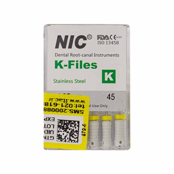قیمت و خرید K فایل طول 25 برند NIC - فایل دستی K طول 25 - فروشگاه تجهیزات دندانپزشکی - تجهیزات دندانپزشکی خانه الماس - فروش انواع فایل دستی دندانپزشکی