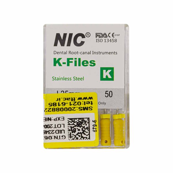 قیمت و خرید K فایل طول 25 Nik - فایل دستی K طول 25 - فروشگاه تجهیزات دندانپزشکی - تجهیزات دندانپزشکی خانه الماس - فروش انواع فایل دستی