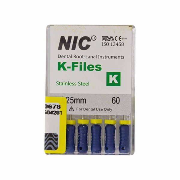 قیمت و خرید K فایل طول 25 Nik - فایل دستی K طول 25 - فروشگاه تجهیزات دندانپزشکی - تجهیزات دندانپزشکی خانه الماس - فروش انواع فایل دستی